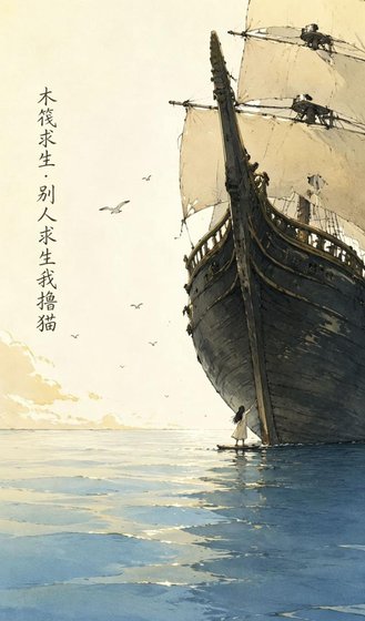 《木筏求生·别人求生我撸猫》